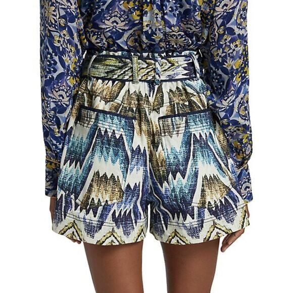 Chufy Nino High-Waisted Belted Chevron Paperbag Shorts Calvi Blue XS - Picture 6 of 13